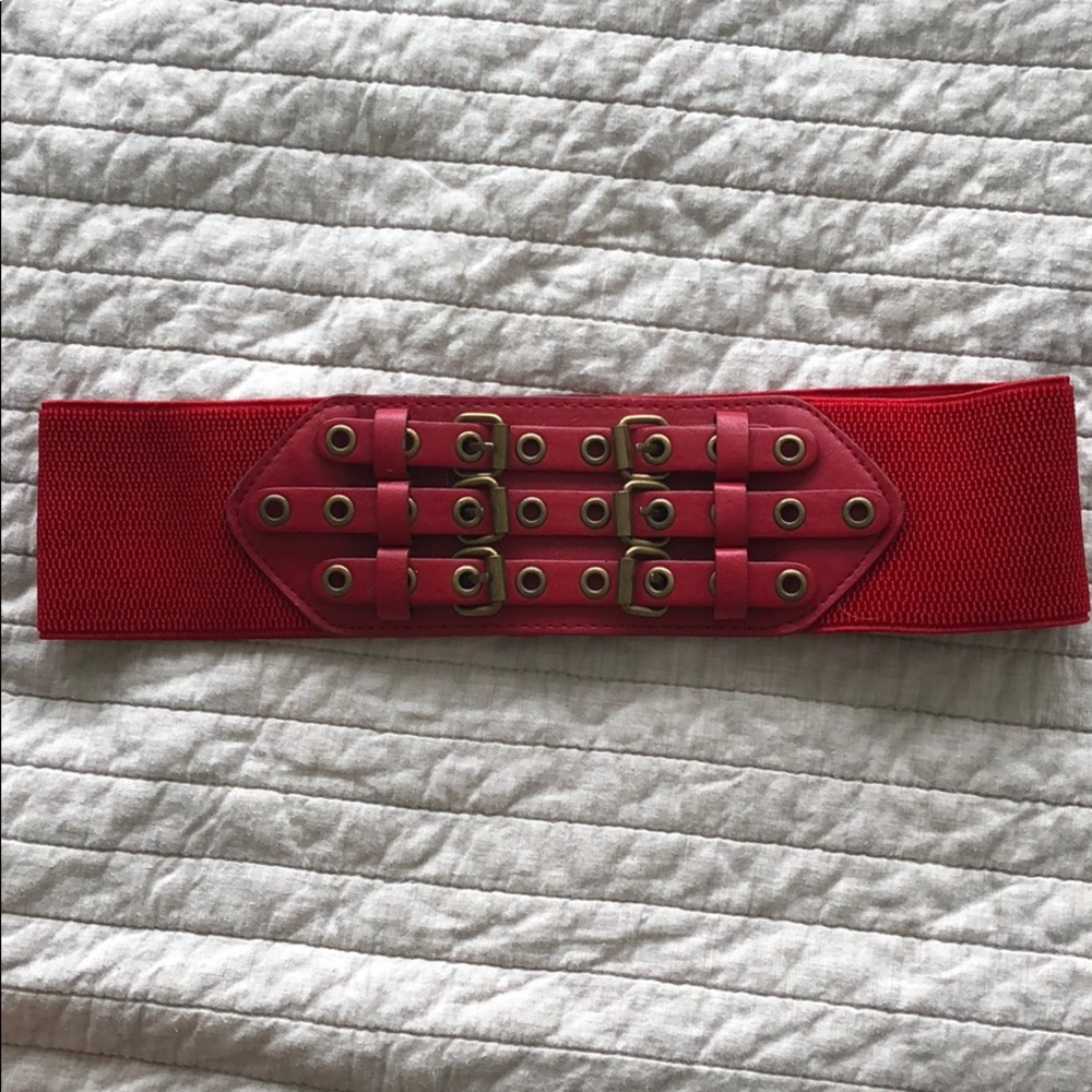 Red leather belt
